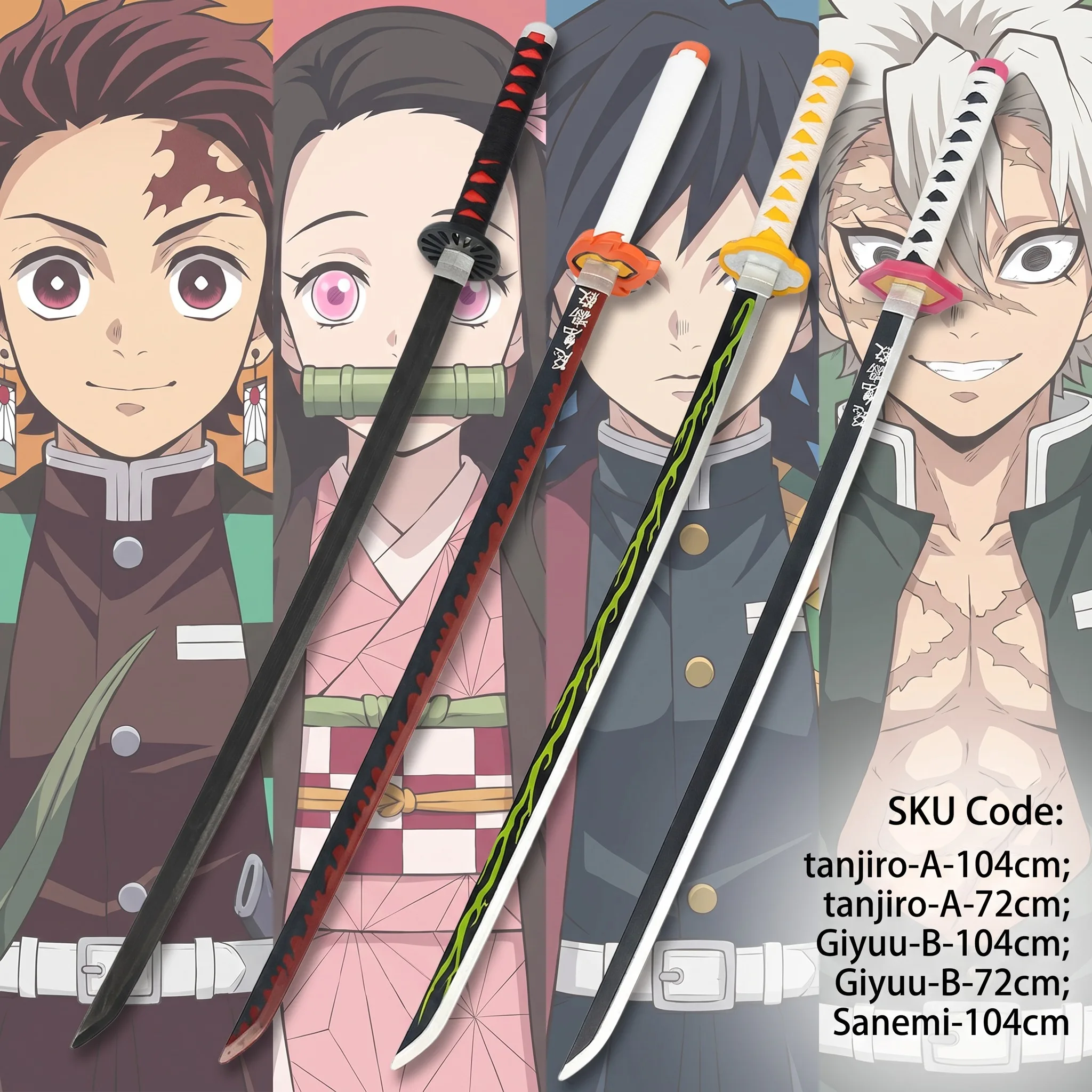 Katana Demon Slayer 72-104cm T - Cosplay Prop Katana recensione e prezzo